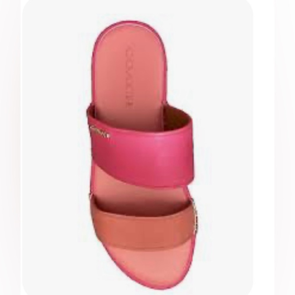 Coach Franca 2 Tone Pink/Salmon Leather Espradilles Sandal Size 7